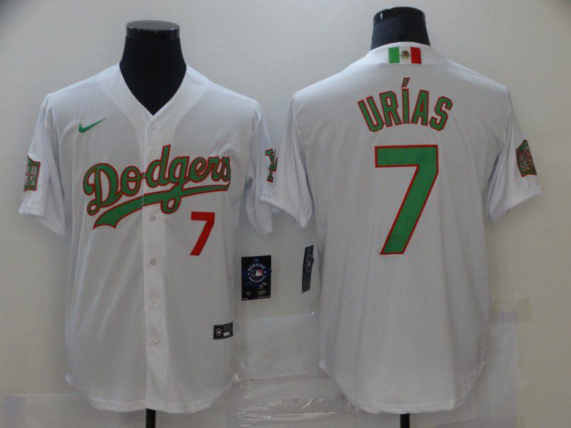Men Los Angeles Dodgers 7 Urias White Game 2021 Nike MLB Jersey2